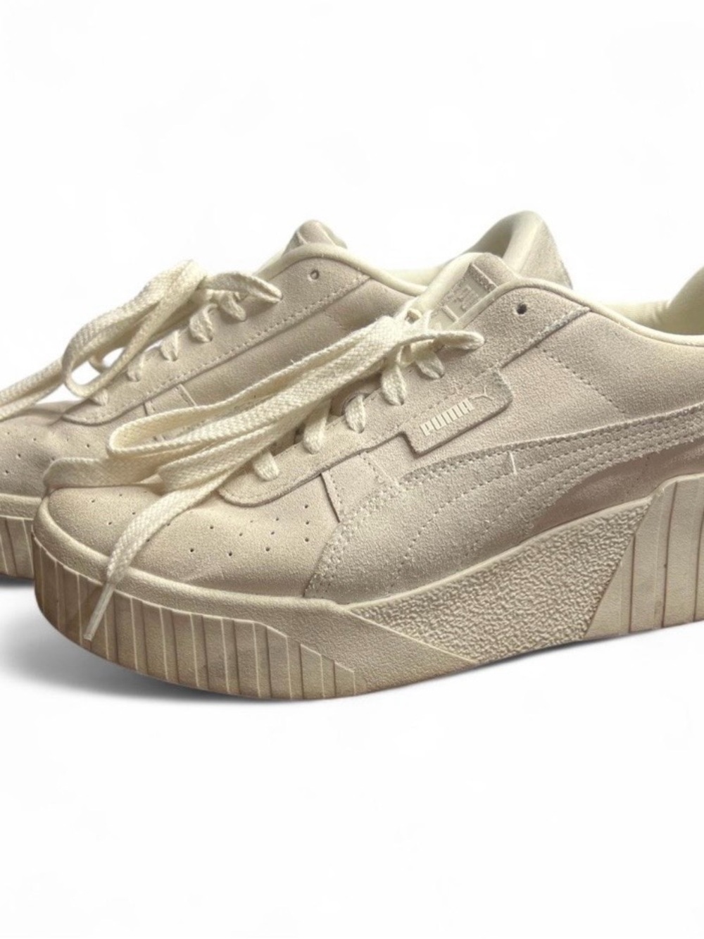 Puma Women's Platform Suede Sneakers in Cream